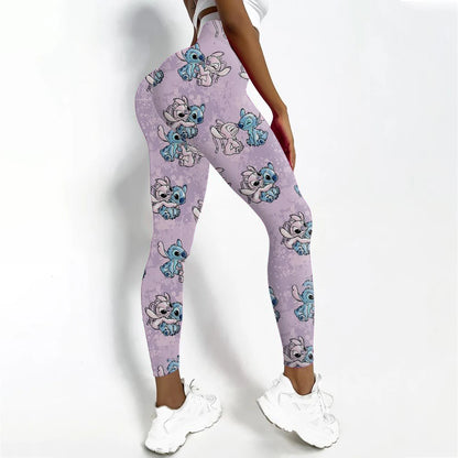Disney Stitch Printed High Elasticity Tight  Fitness High Waist Pants
