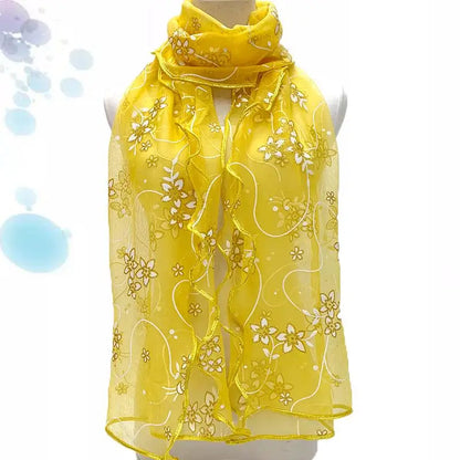 Lace Scarf Lightweight  Elegant  Print Silk Neckerchief Shawl Wraps