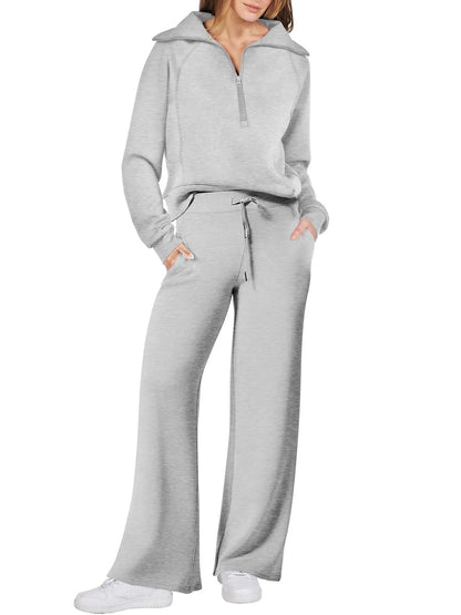 Women Sweatshirts Wide Leg Pants Two Pieces
