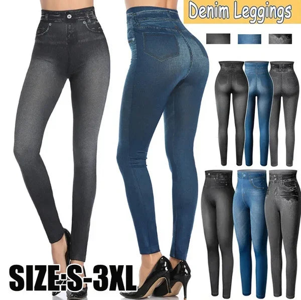 Women's Seamless Denim-Look Leggings