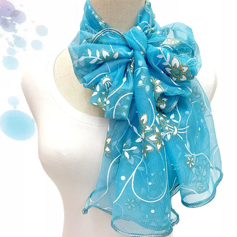 Lace Scarf Lightweight  Elegant  Print Silk Neckerchief Shawl Wraps