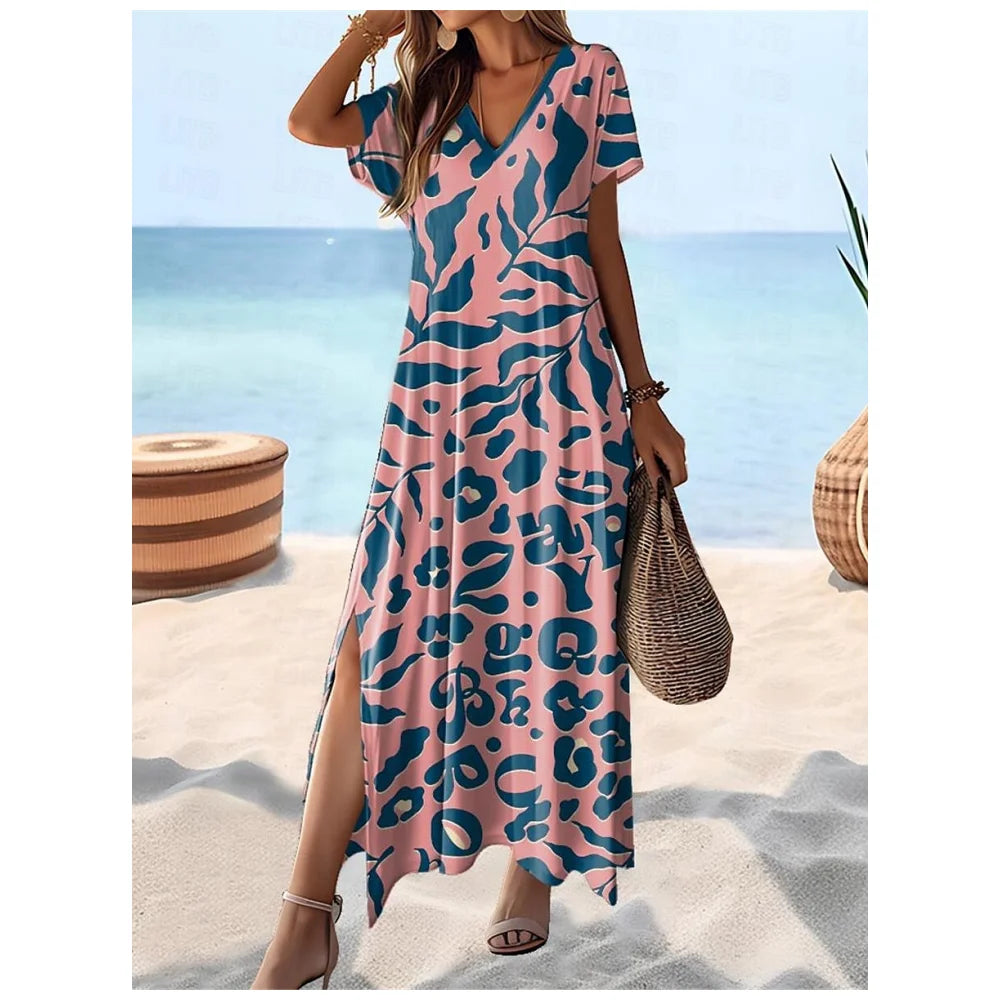 Hawaii Style Print Summer Lightweight Long Dresses