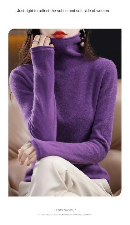 New 100% Merino Wool Turtleneck Cashmere Sweater