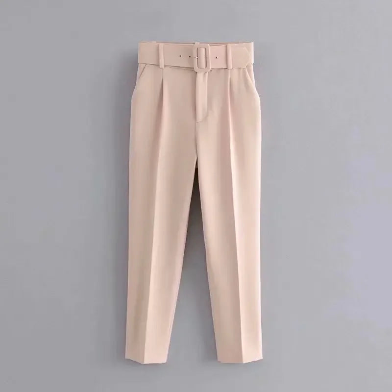 Fashionable Elegant High-Waisted Carrot Pants