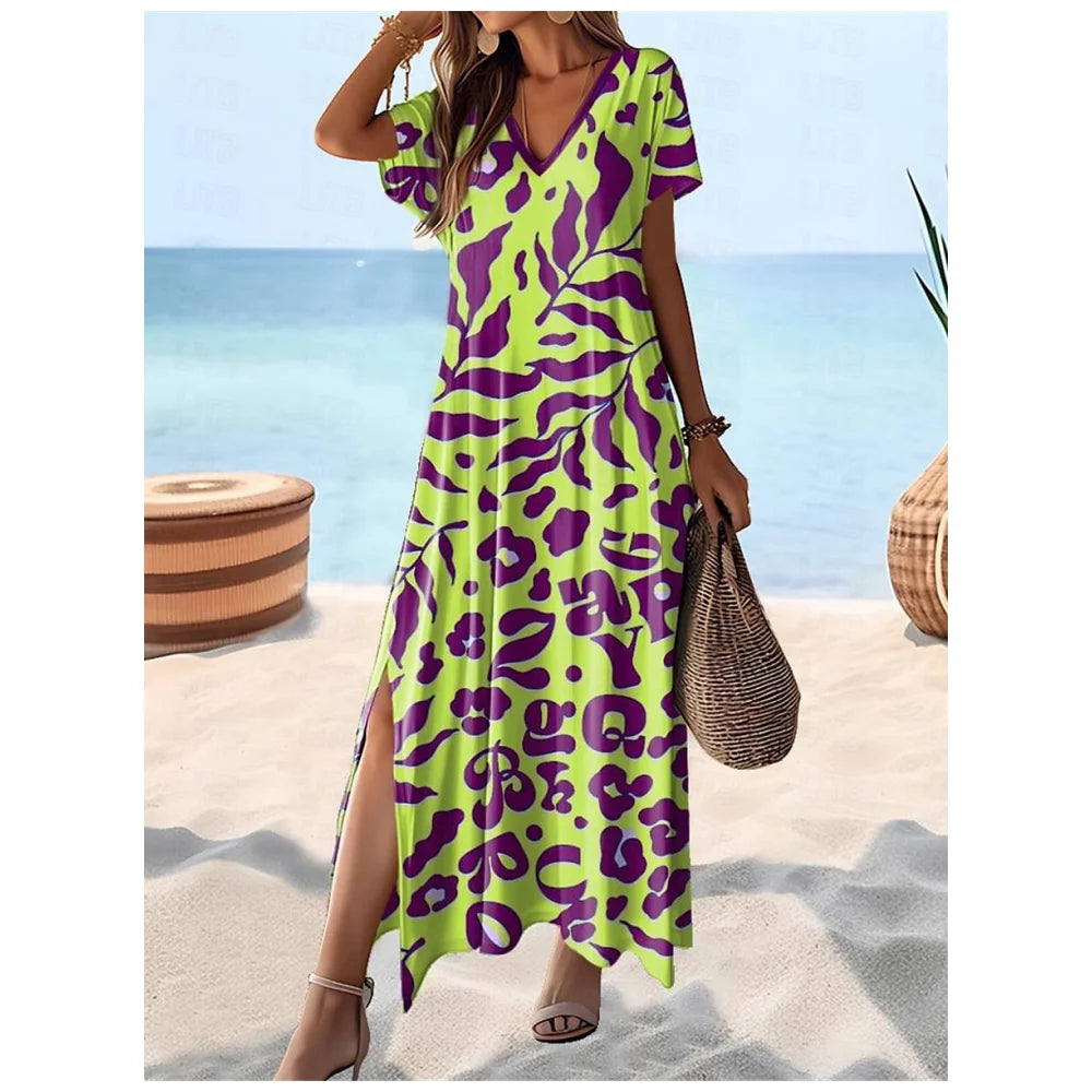 Hawaii Style Print Summer Lightweight Long Dresses