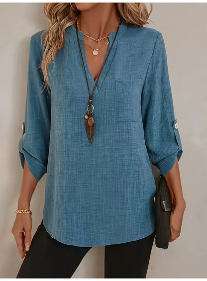 Elegant Casual V-neck Loose Sleeve Blouses