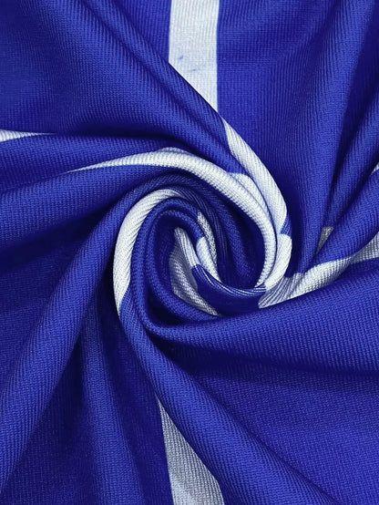 Spring Autumn New Women's Fashion Elements Striped Grid Printed Casual Round Neck Large Comfortable Two Piece Set - Trendy Attic Store01