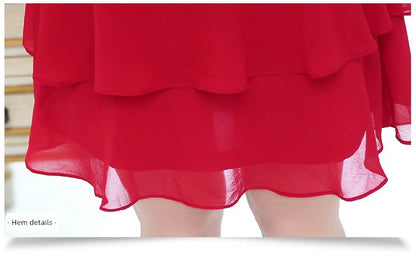 Loose A- line Plus Size Ladies Slimming Short Sleeve Cake Dress