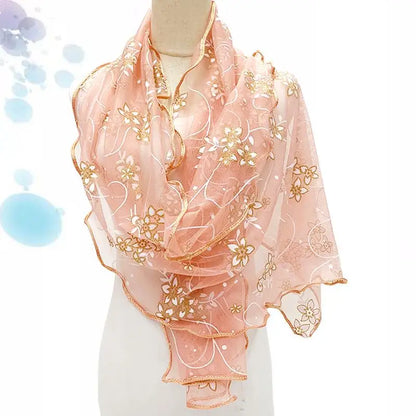 Lace Scarf Lightweight  Elegant  Print Silk Neckerchief Shawl Wraps