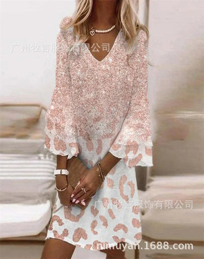 Mini Elegant Flared Loose Waist  With Butterfly Sleeve Dress