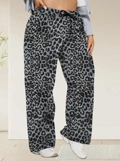 Plus Size Wide Leg  European Fit Straight Pockets Loose Elastic Waist Pants