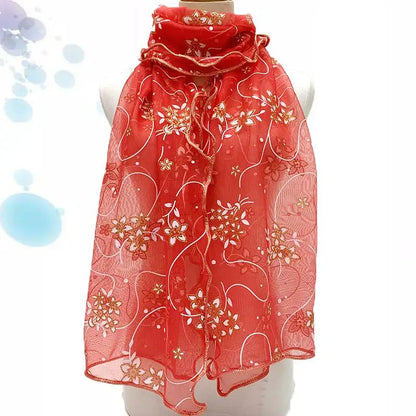 Lace Scarf Lightweight  Elegant  Print Silk Neckerchief Shawl Wraps