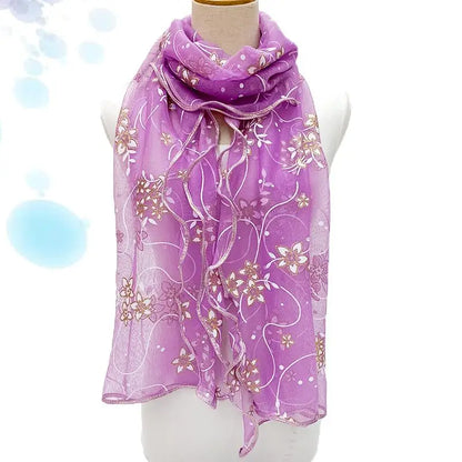 Lace Scarf Lightweight  Elegant  Print Silk Neckerchief Shawl Wraps