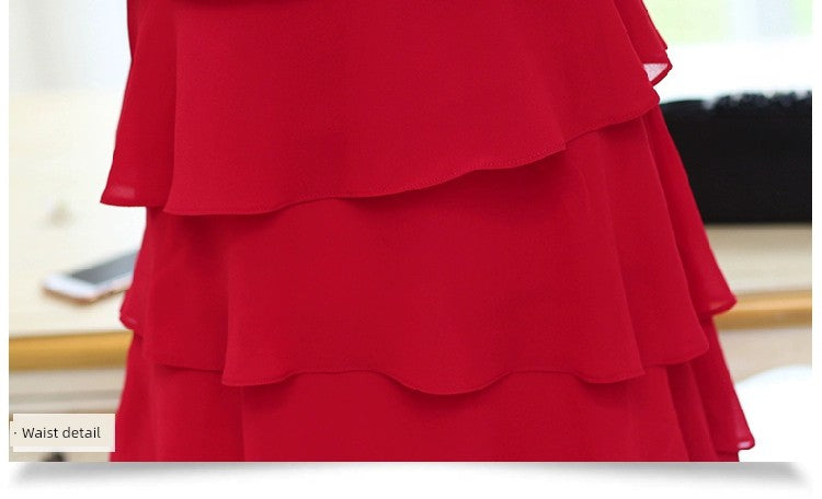 Loose A- line Plus Size Ladies Slimming Short Sleeve Cake Dress