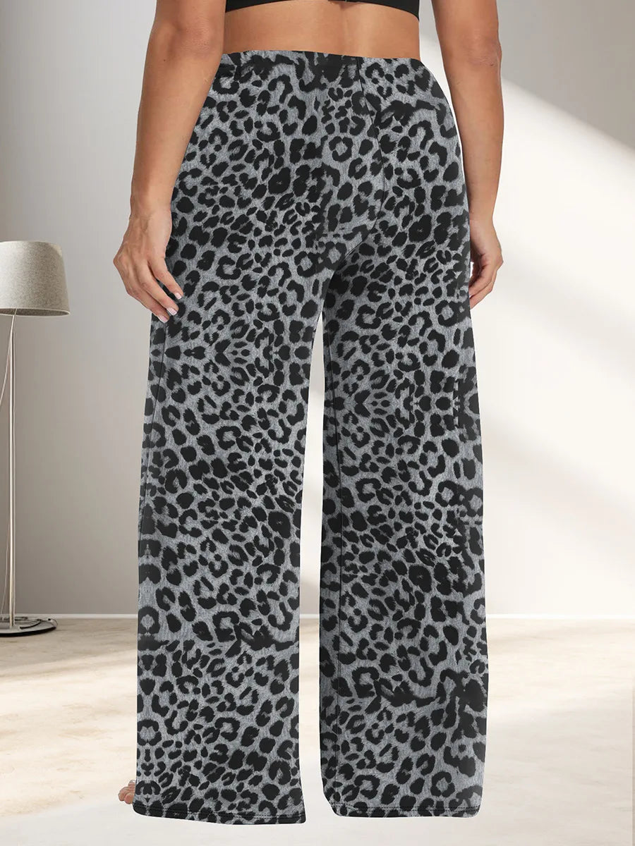 Plus Size Wide Leg  European Fit Straight Pockets Loose Elastic Waist Pants