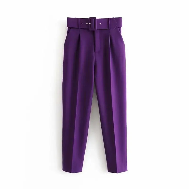 Fashionable Elegant High-Waisted Carrot Pants