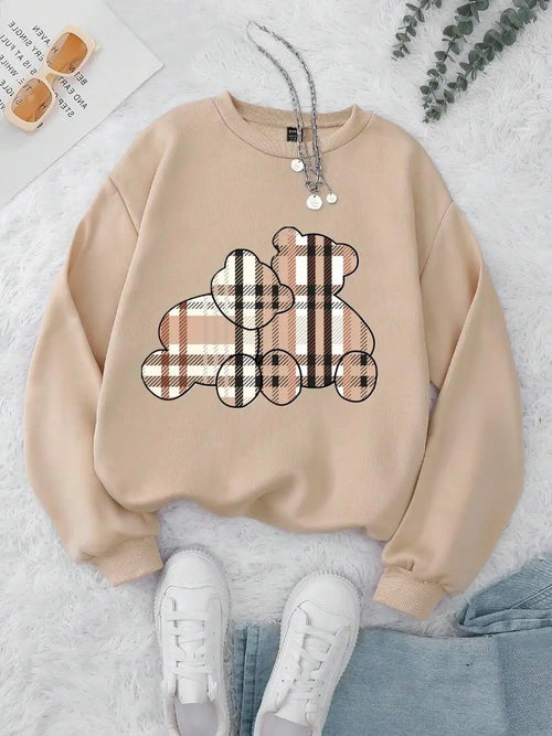 Casual Women Sweatshirts Teddy Bear Printing Hoodies
