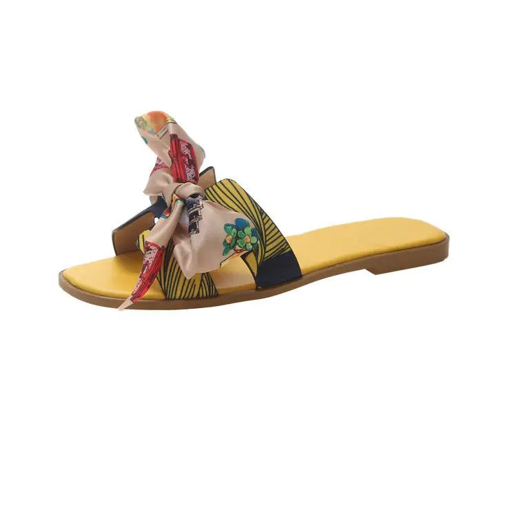 Women's Fashion Summer Flat Slippers with Bow Detail - Trendy Attic Store01