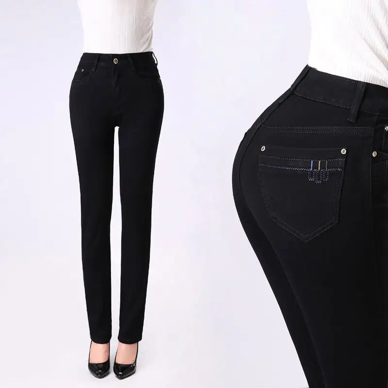 High Waist Stretch Straight Leg Pants - Trendy Attic Store01