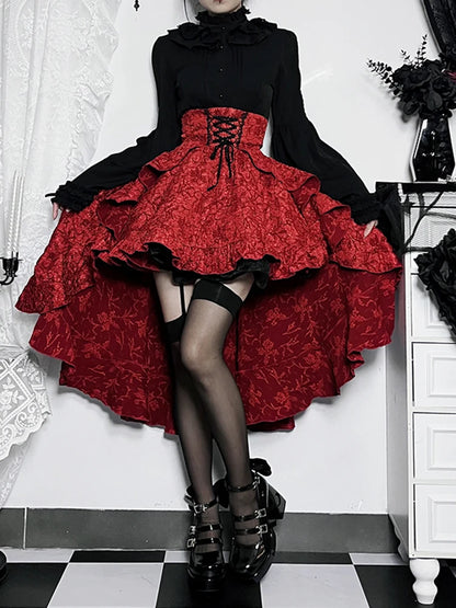 Alt Goth Fairy core Grunge Lolita Skirt Women Dark Gothic