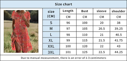 Artistic Ethnic Style Round Neck Medium-Length Dress Summer