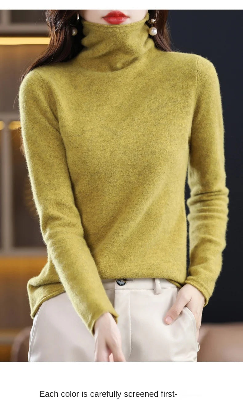 New 100% Merino Wool Turtleneck Cashmere Sweater