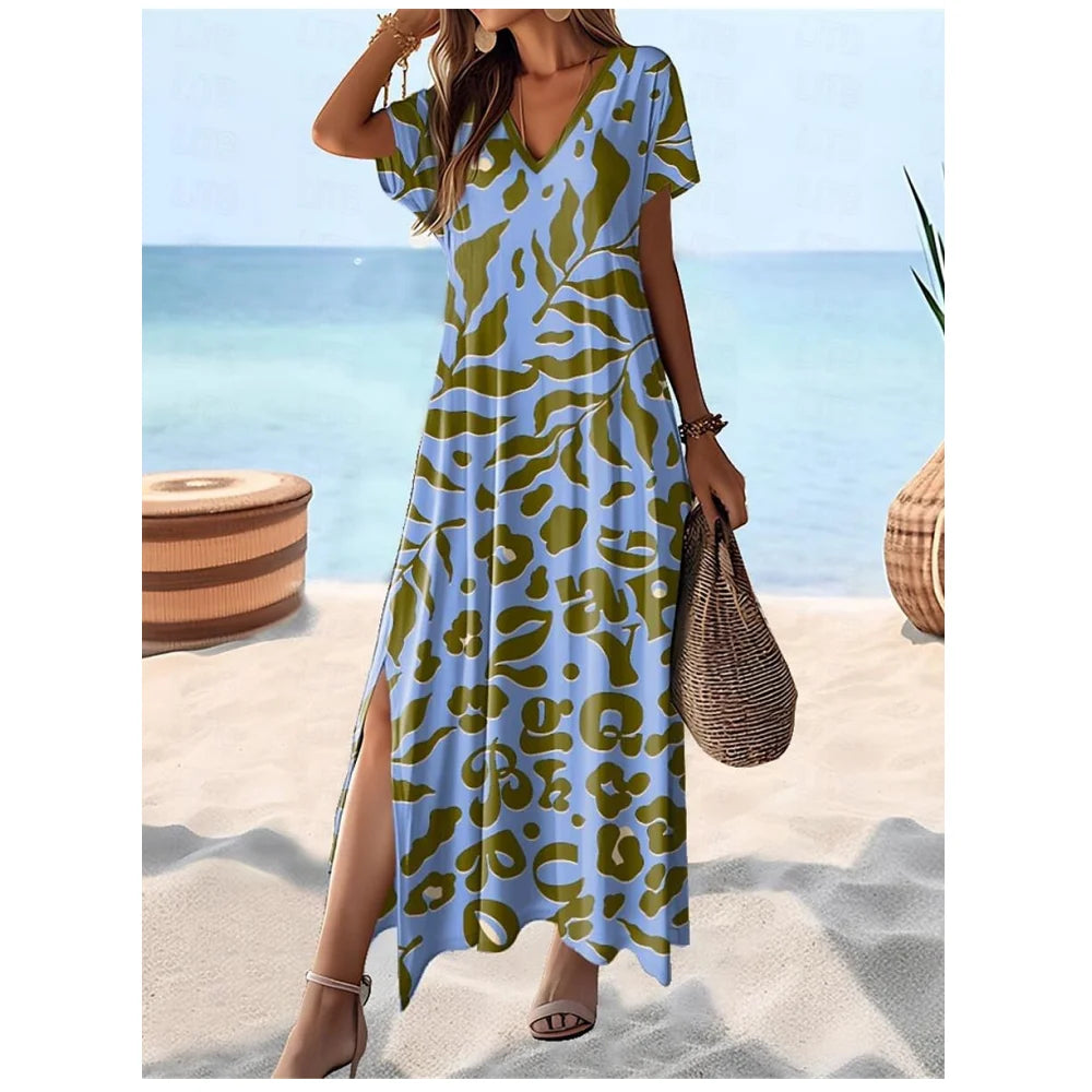 Hawaii Style Print Summer Lightweight Long Dresses
