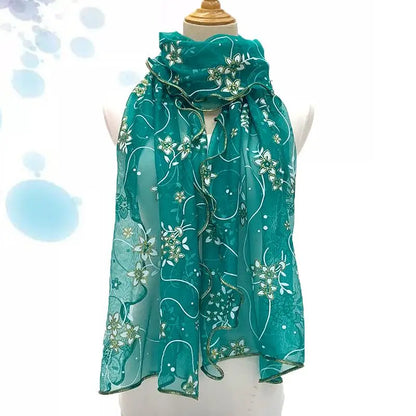 Lace Scarf Lightweight  Elegant  Print Silk Neckerchief Shawl Wraps