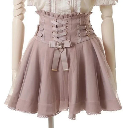 High Waist Sweet Lace Gothic Skirt