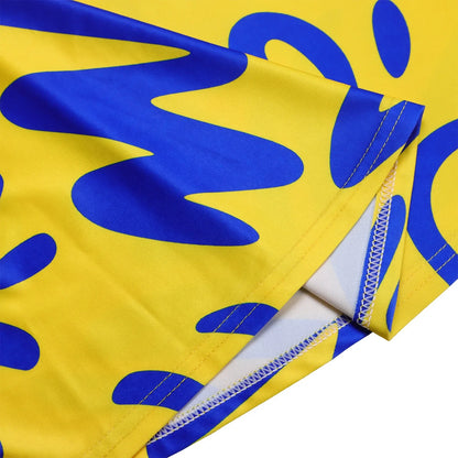 Printed Belted Dress Elegant  Knee-Length Round Neck Short Sleeve Dress