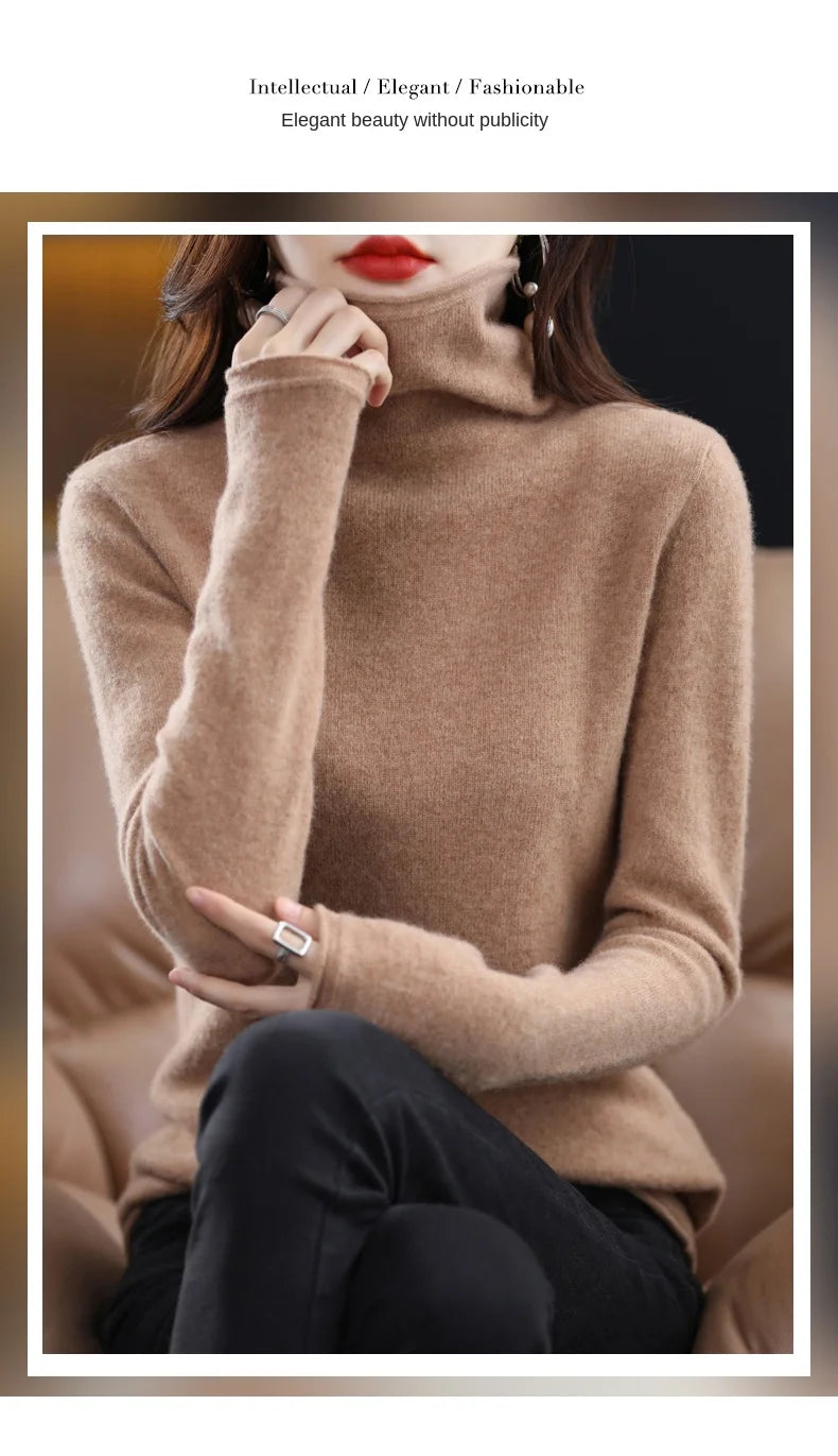 New 100% Merino Wool Turtleneck Cashmere Sweater