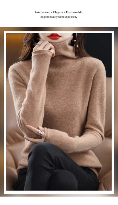 New 100% Merino Wool Turtleneck Cashmere Sweater