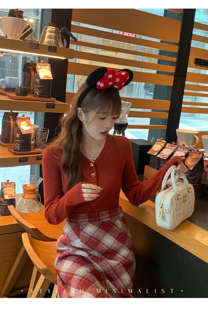 Sweaters Casual Slim Button Knitted Pullover Sweater