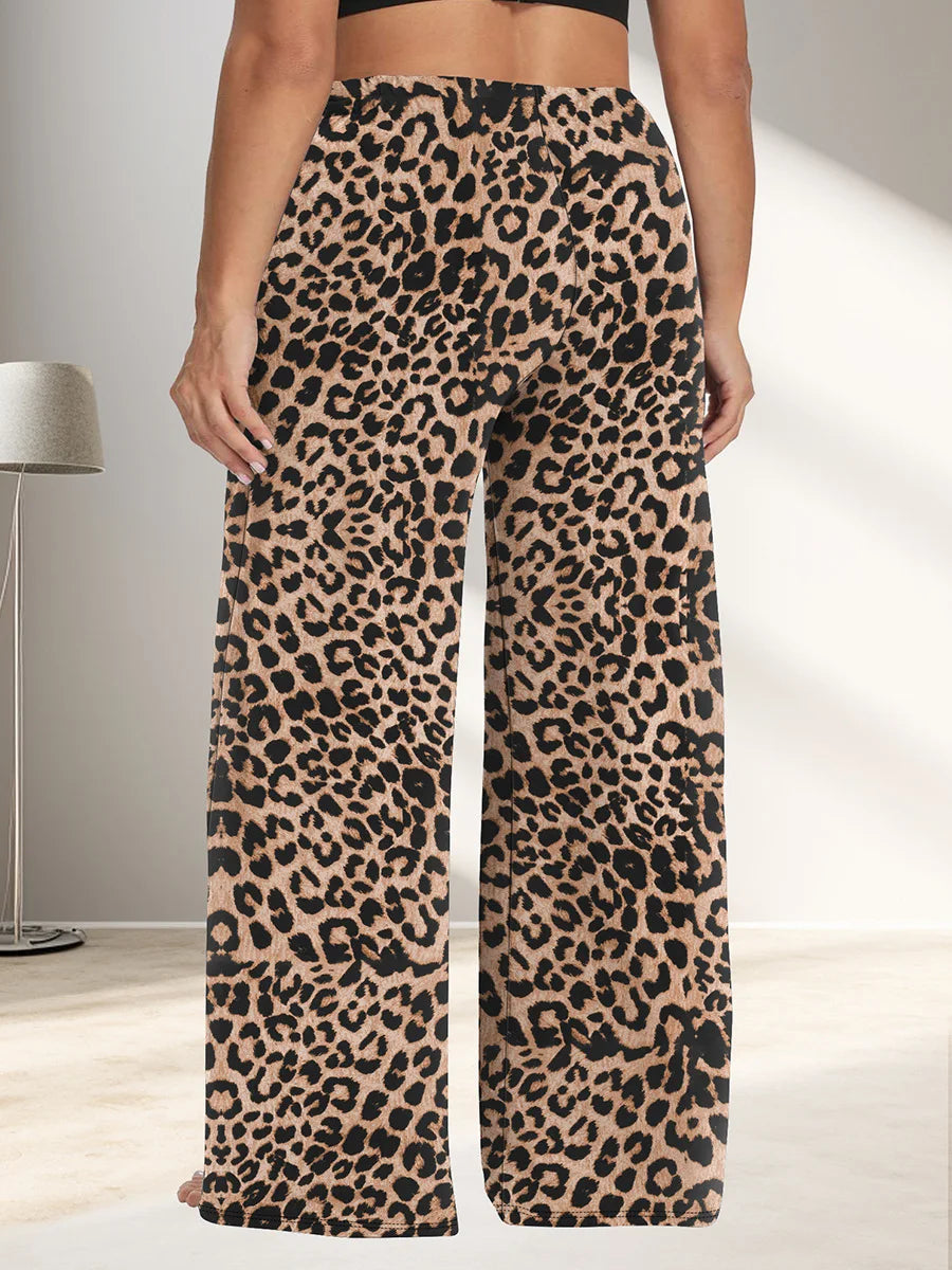 Plus Size Wide Leg  European Fit Straight Pockets Loose Elastic Waist Pants