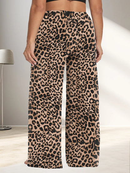 Plus Size Wide Leg  European Fit Straight Pockets Loose Elastic Waist Pants