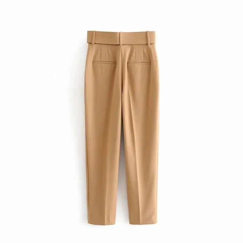Fashionable Elegant High-Waisted Carrot Pants