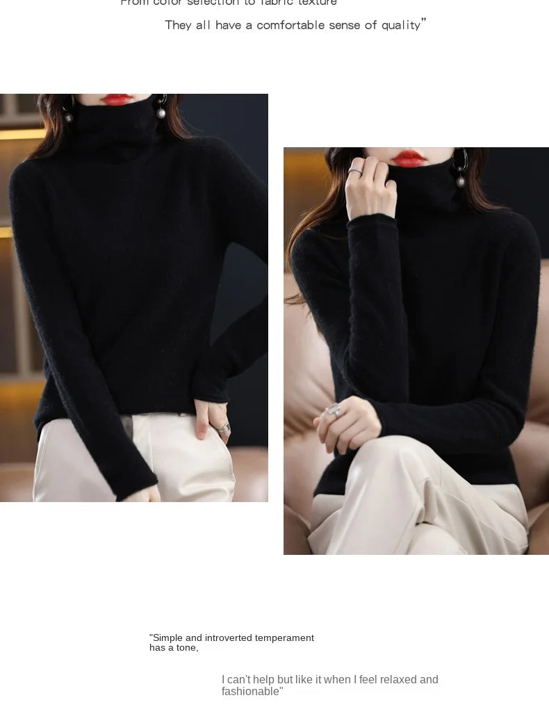 New 100% Merino Wool Turtleneck Cashmere Sweater