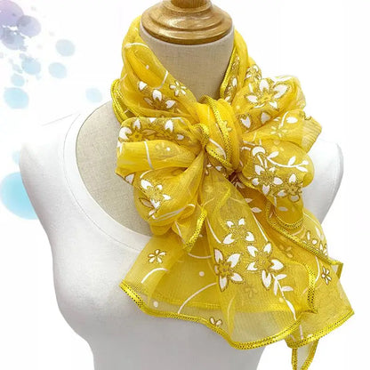 Lace Scarf Lightweight  Elegant  Print Silk Neckerchief Shawl Wraps