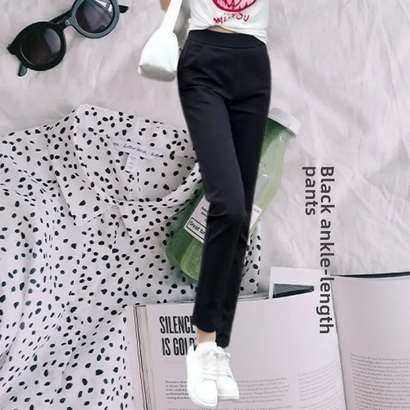 Casual Style Lightweight Casual Suit  Elastic Waist Short Length Pants