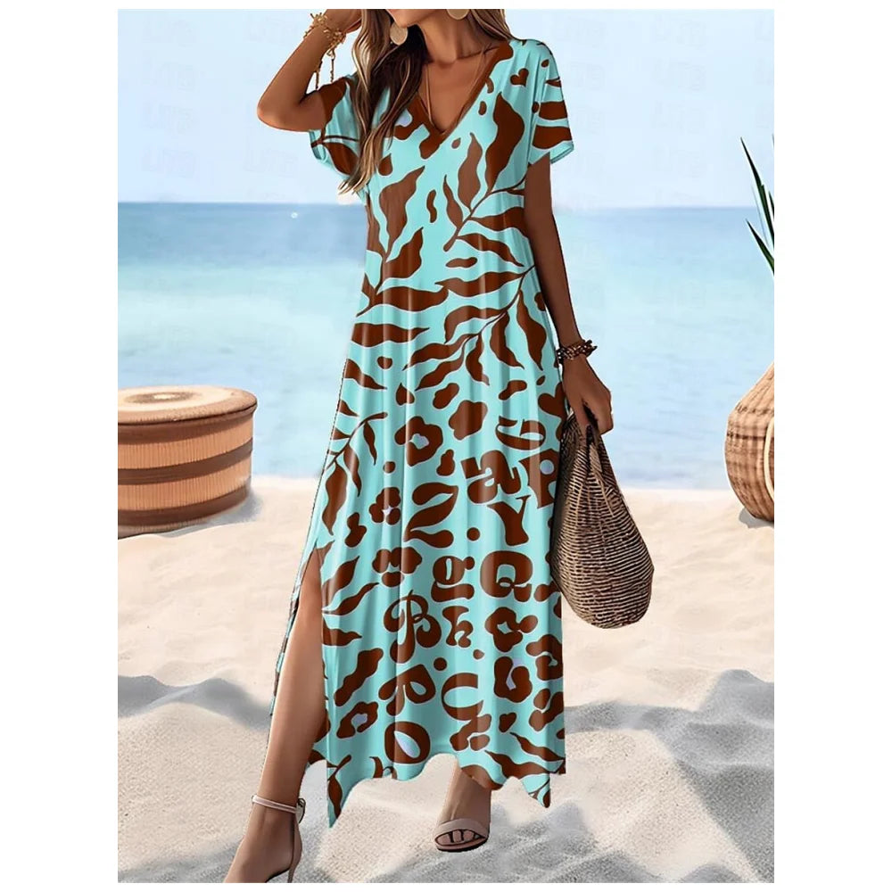 Hawaii Style Print Summer Lightweight Long Dresses