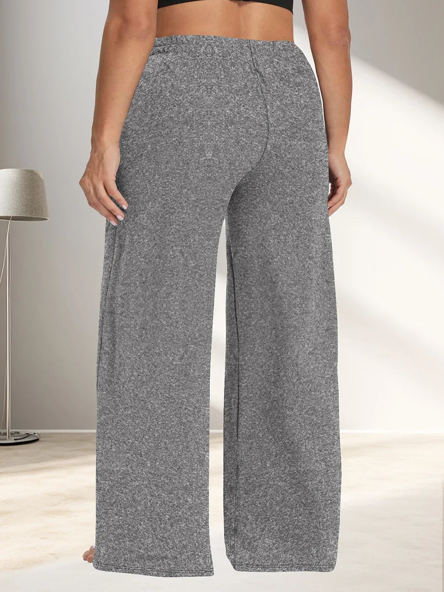 Plus Size Wide Leg  European Fit Straight Pockets Loose Elastic Waist Pants