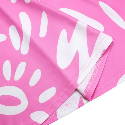 Printed Belted Dress Elegant  Knee-Length Round Neck Short Sleeve Dress