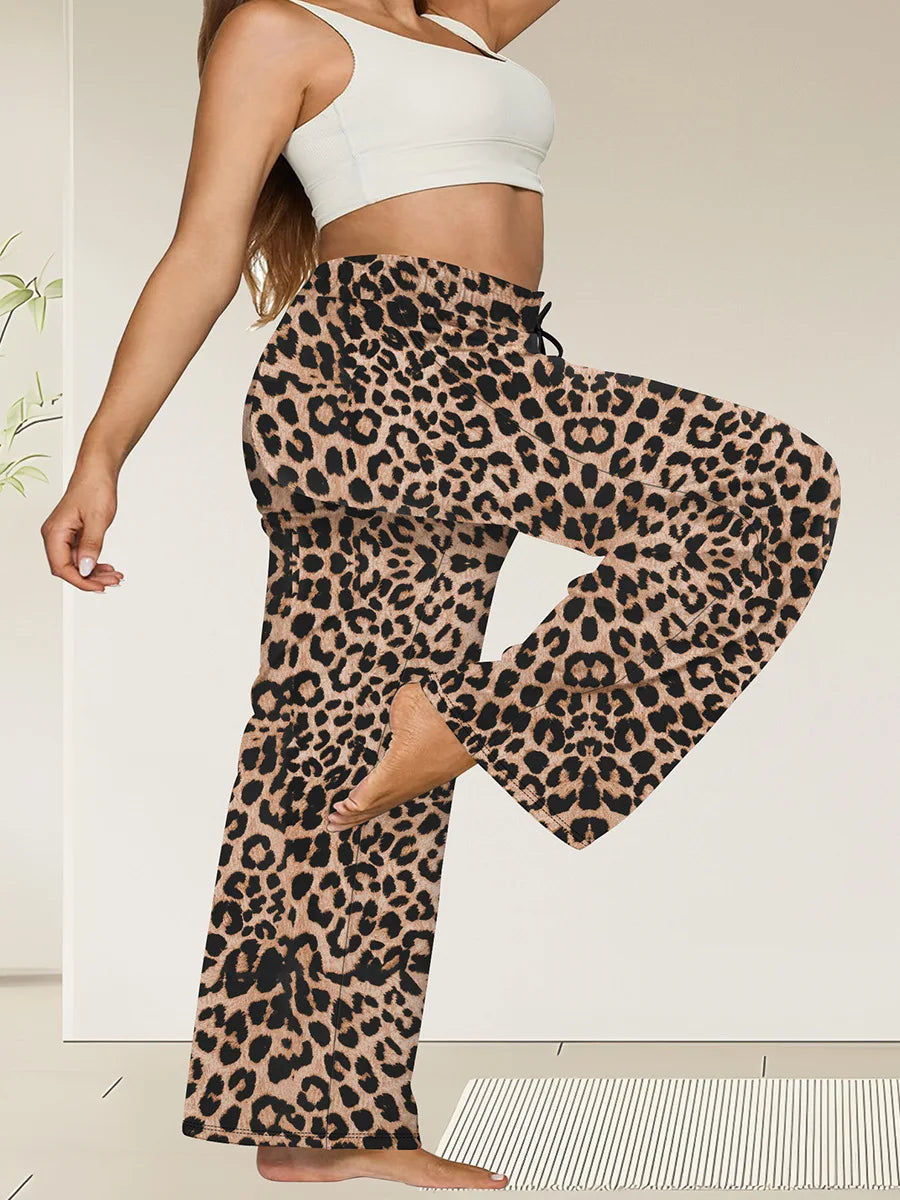 Plus Size Wide Leg  European Fit Straight Pockets Loose Elastic Waist Pants