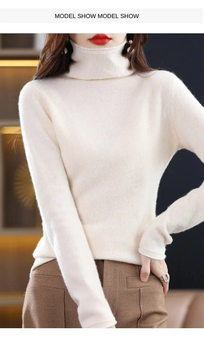 New 100% Merino Wool Turtleneck Cashmere Sweater