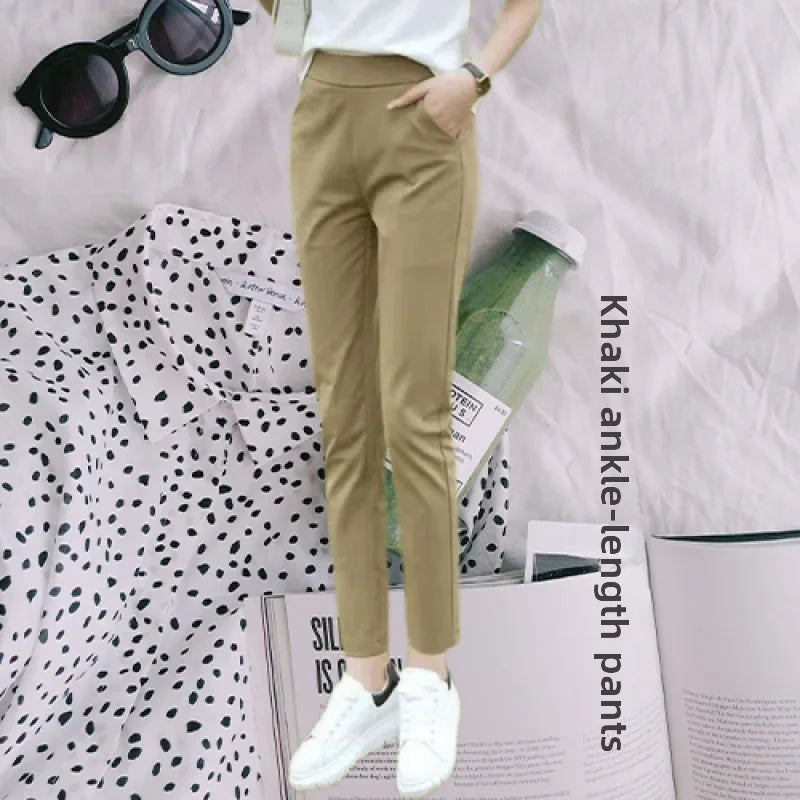 Casual Style Lightweight Casual Suit  Elastic Waist Short Length Pants
