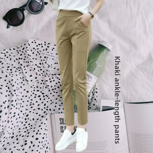 Casual Style Lightweight Casual Suit  Elastic Waist Short Length Pants
