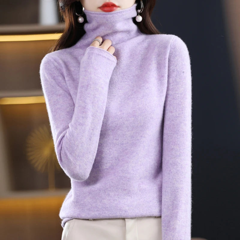 New 100% Merino Wool Turtleneck Cashmere Sweater