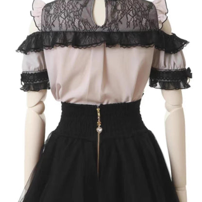 High Waist Sweet Lace Gothic Skirt