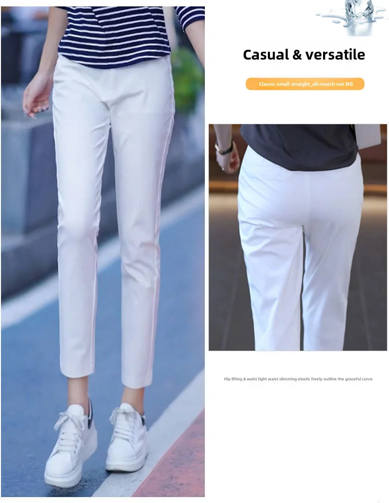 Casual Style Lightweight Casual Suit  Elastic Waist Short Length Pants