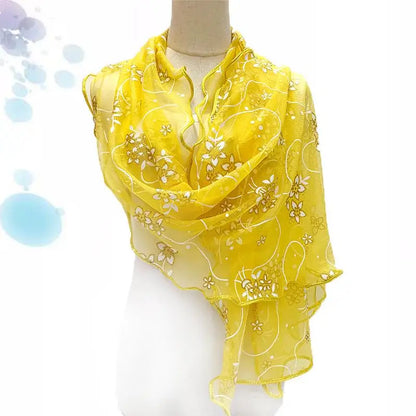 Lace Scarf Lightweight  Elegant  Print Silk Neckerchief Shawl Wraps